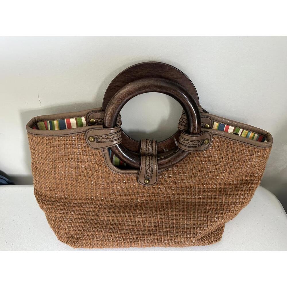 Women's Wooden Handled Fossil Genuine Classic 1954 Vintage Purse